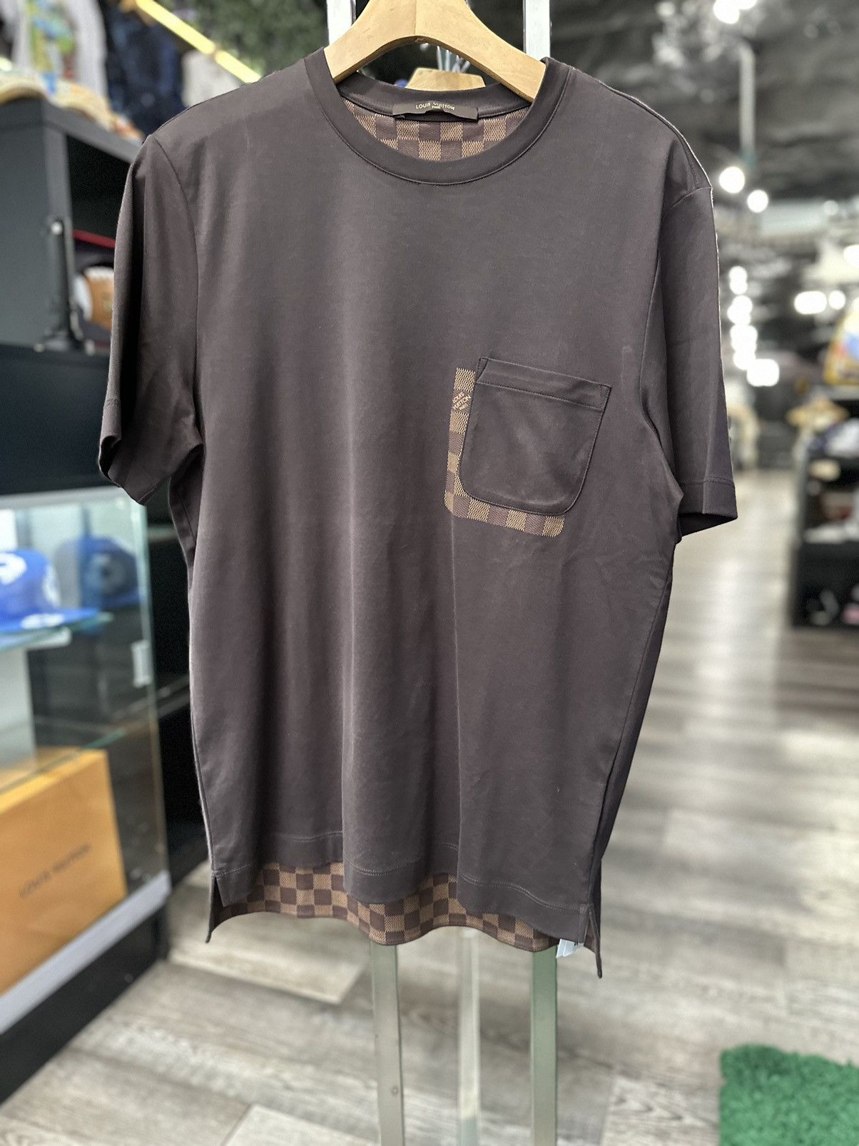 image of Louis Vuitton Printed Crew Neck T-Shirt in Brown, Men's (Size Small)