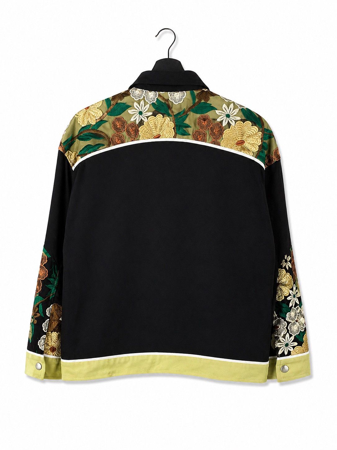 Japanese Brand Vintage Style Floral Patchwork Cropped Jacket Black Cotton Size US M / EU 48-50 / 2 - 2 Thumbnail