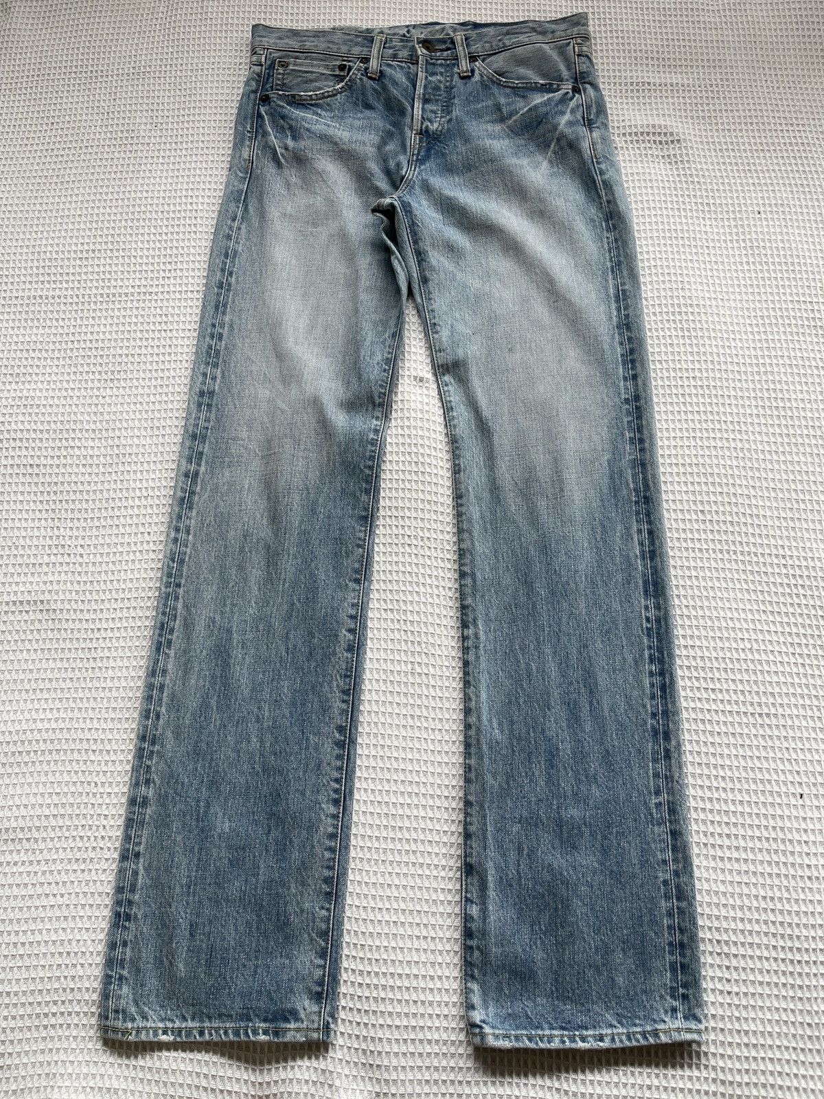 Japanese Brand Rare🔥Vtg MUVEIL Selvedge Redline Light Blue Jeans Size US 33 - 2 Thumbnail