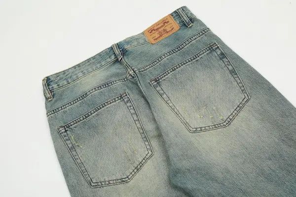 VIBE Wide-leg washed straight whisker ripped cargo flared jeans Size US 32 / EU 48 - 4 Thumbnail