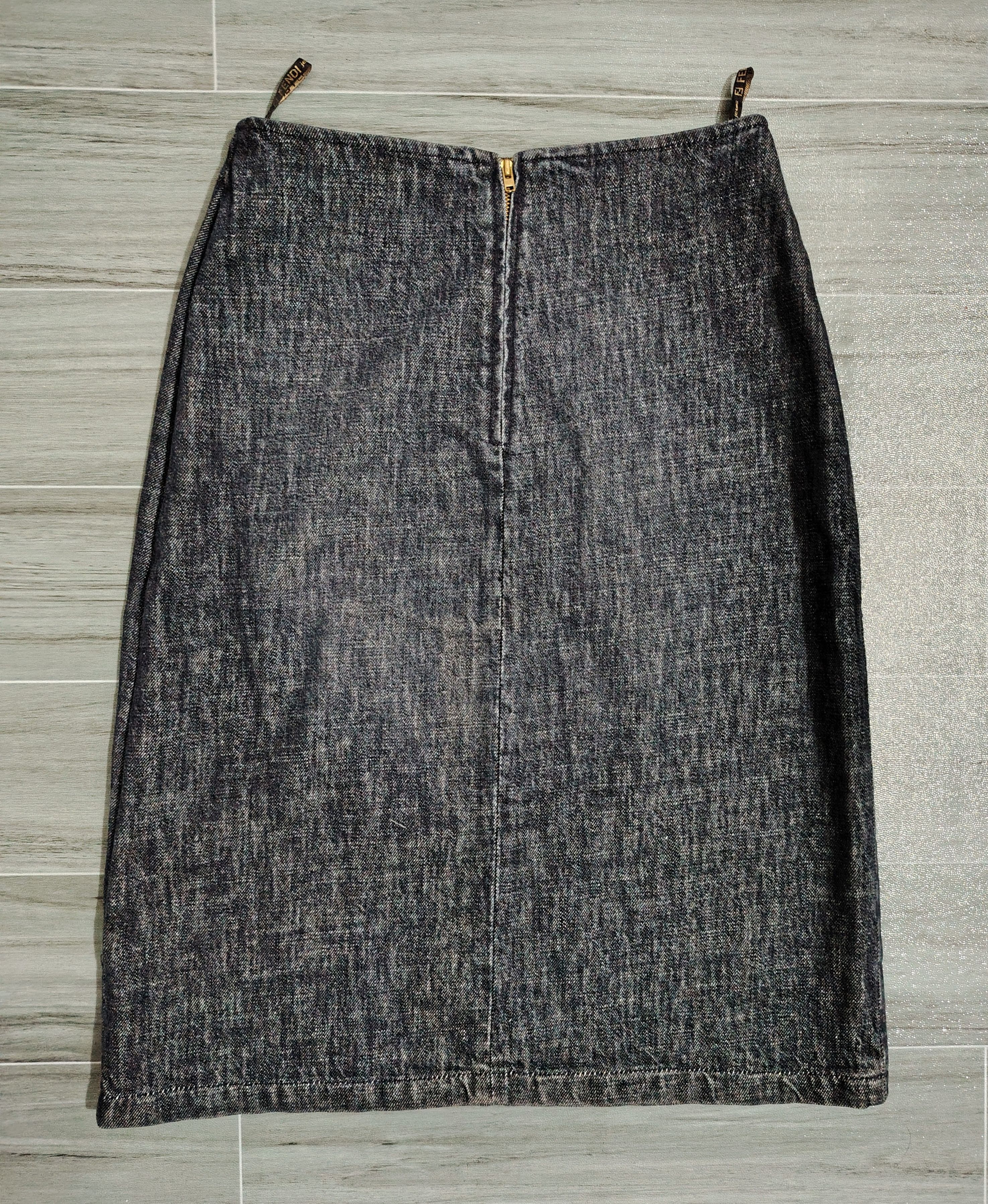 Fendi FENDI - Vintage - Floral Applique Denim Skirt Size 42" / US 20 - 8 Thumbnail