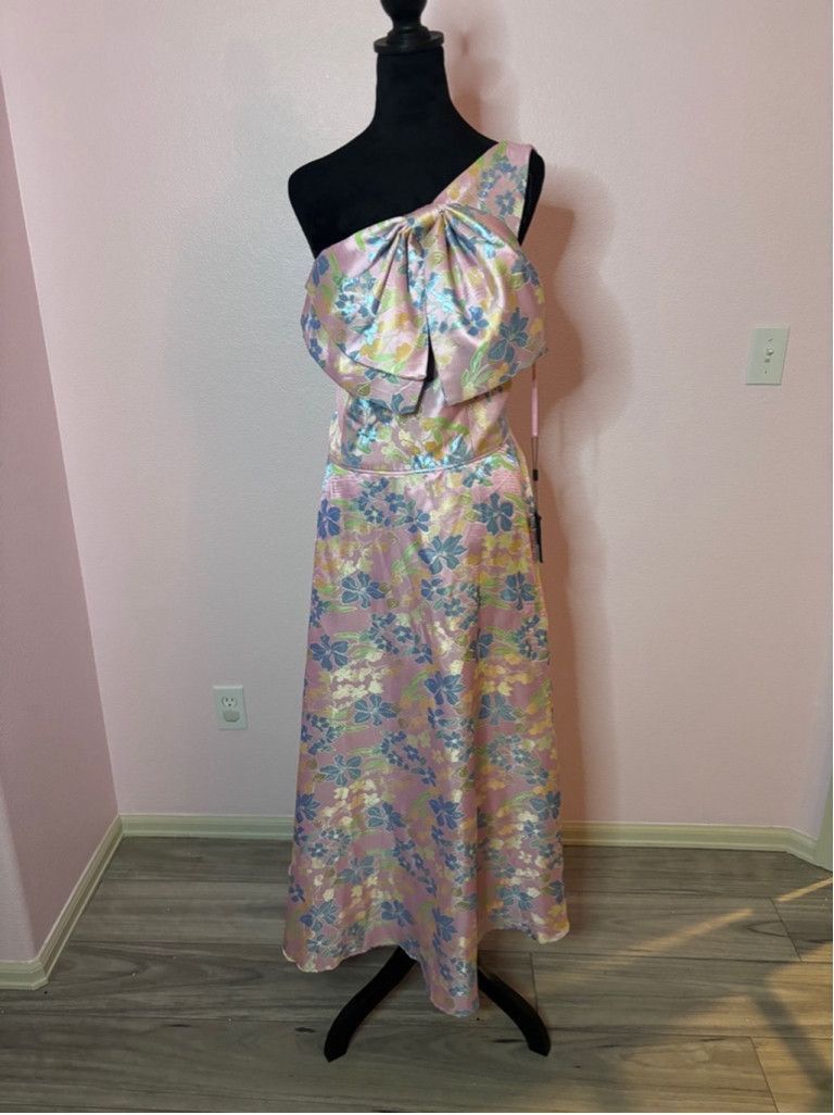 Mac Duggal Women's Unbranded Dress, Size 14, Pink & Blue Floral Size XL / US 12-14 / IT 48-50 - 4 Thumbnail