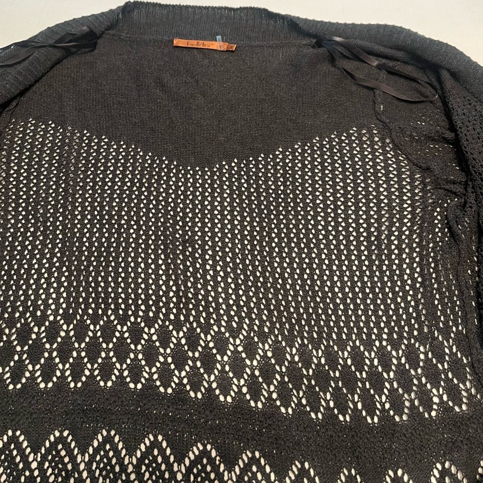 The Unbranded Brand Belldini Long Sleeve Gray Open-Knit Women's Sweater, size Lg Size L / US 10 / IT 46 - 2 Thumbnail
