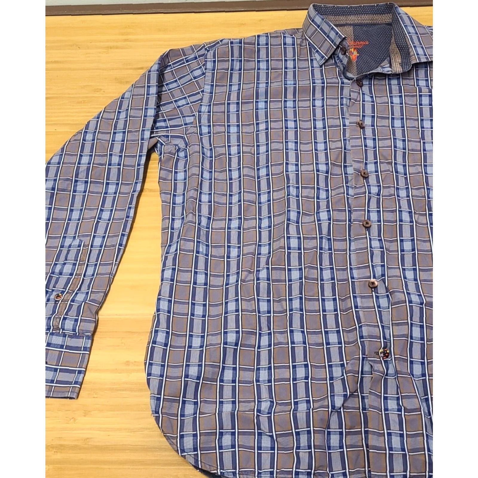 Luchiano Visconti Luchiano Visconti Shirt Long Sleeve Button-Up Plaid Brown Blue Mens L Regular Multicolor Modern Classic Mens Size US L / EU 52-54 / 3 - 3 Thumbnail