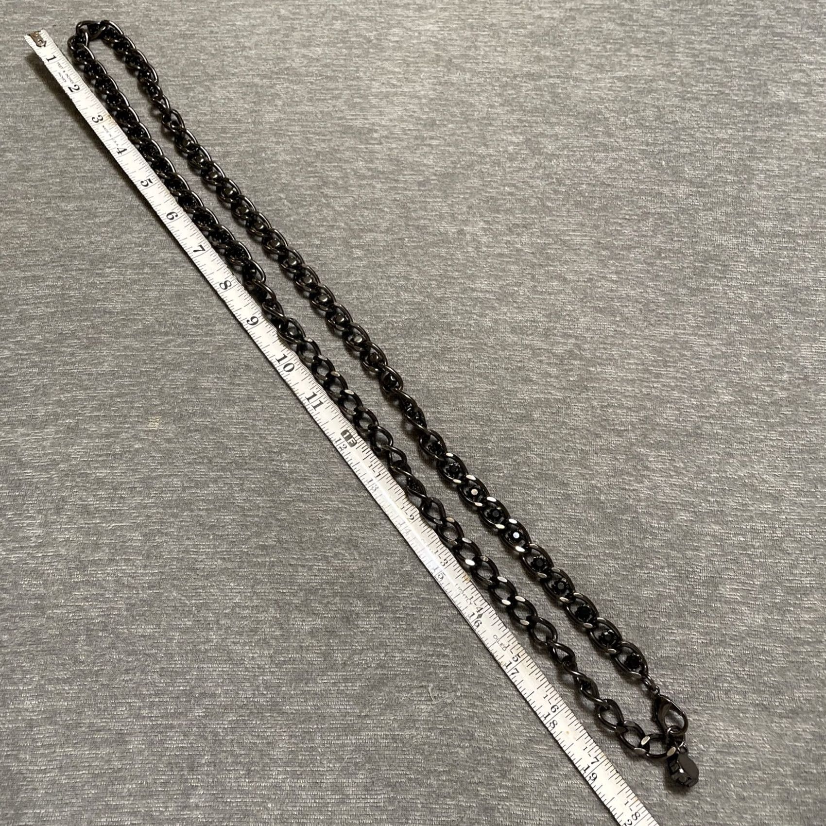 Vintage VINTAGE Women Black Tone Black Crystal Rhinestone Chain Belt Adjustable Women Glam Rock 1980s Mens Womens Boys Girls Size ONE SIZE - 5 Thumbnail