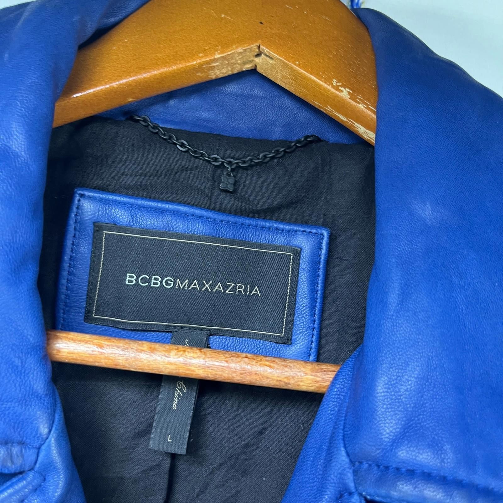 Bcbgmaxazria BCBG Max Azria Leather Jacket Blue Women's Large Size L / US 10 / IT 46 - 5 Thumbnail