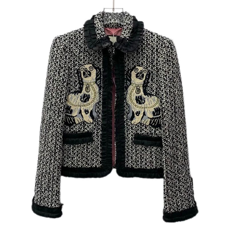 Gucci Gucci Black Dog Embroidered Tweed Jacket - dmc Size US S / EU 44-46 / 1 - 1 Thumbnail