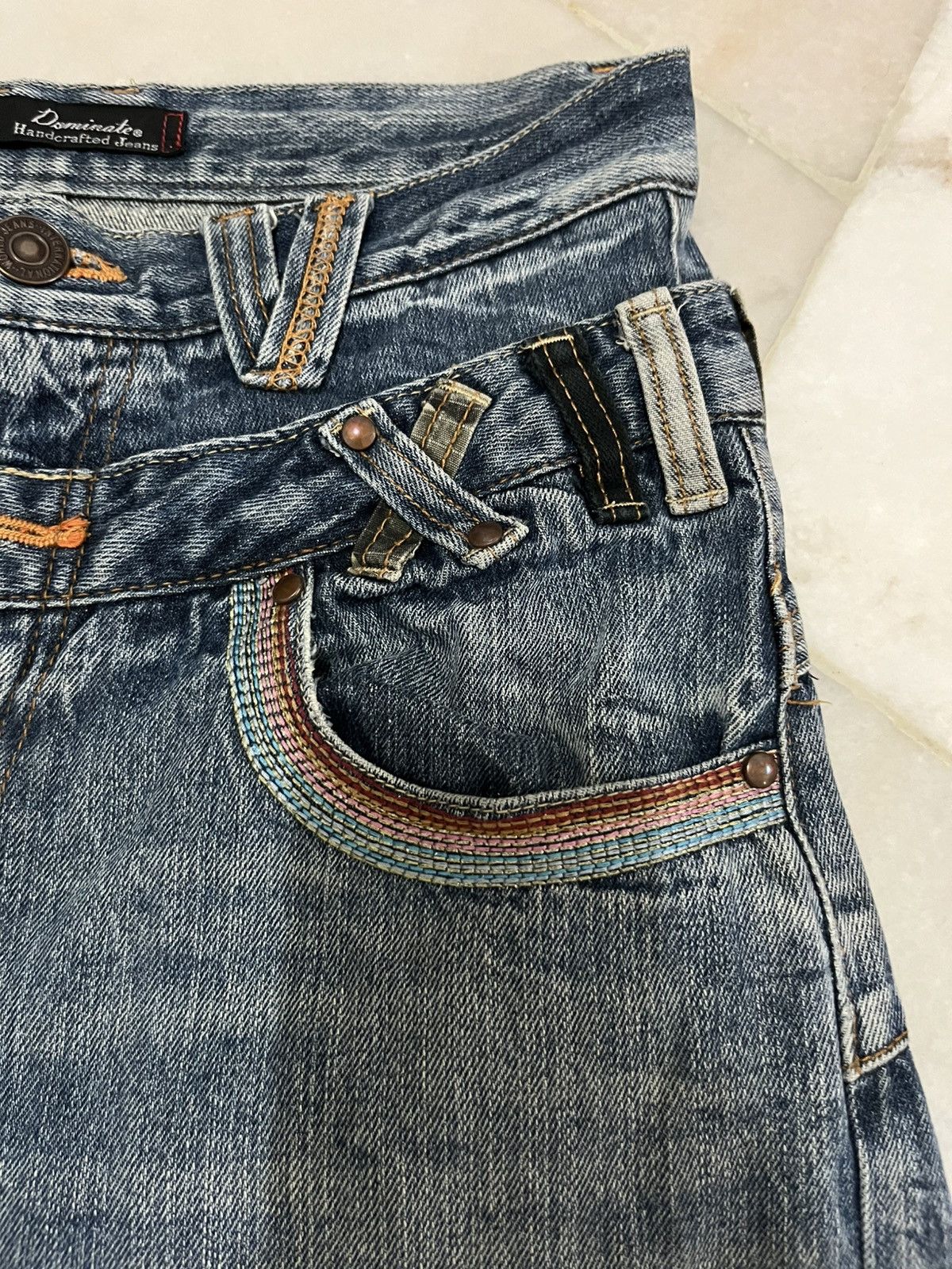 Japanese Brand DOUBLE WAIST DOMINATE HANDCRAFTED DISTRESED DENIM Size US 28 / EU 44 - 5 Thumbnail