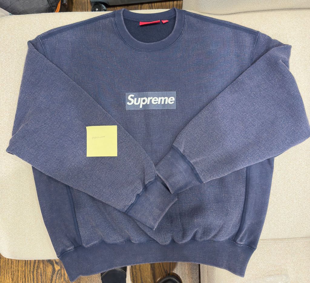 Supreme Navy Box Logo Crewneck | Grailed