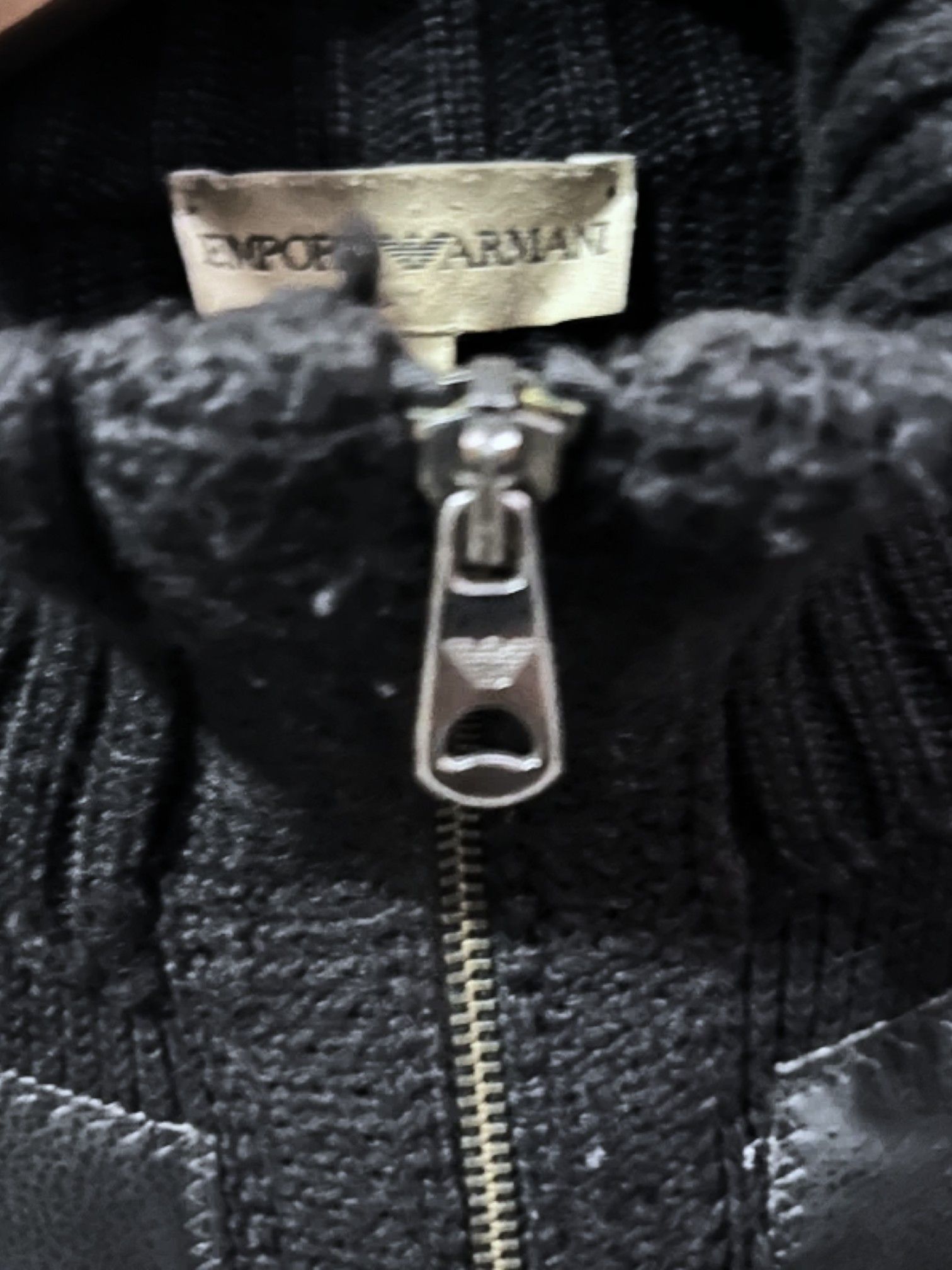 Armani Emporio Armani Mixed Media Leather Knit Jacket, Italy, 2000s Size US M / EU 48-50 / 2 - 5 Thumbnail