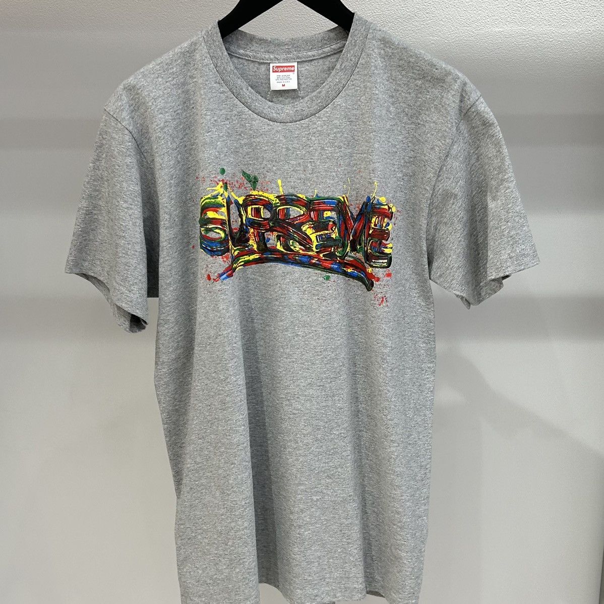 Supreme Supreme Paint Logo Tee Heather Grey | Grailed