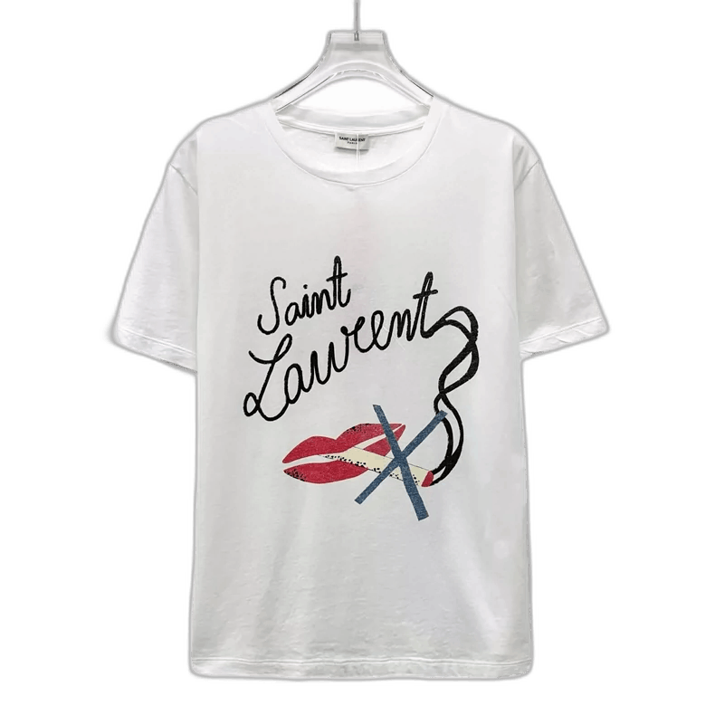 Saint Laurent White Graphic Cotton T-Shirt