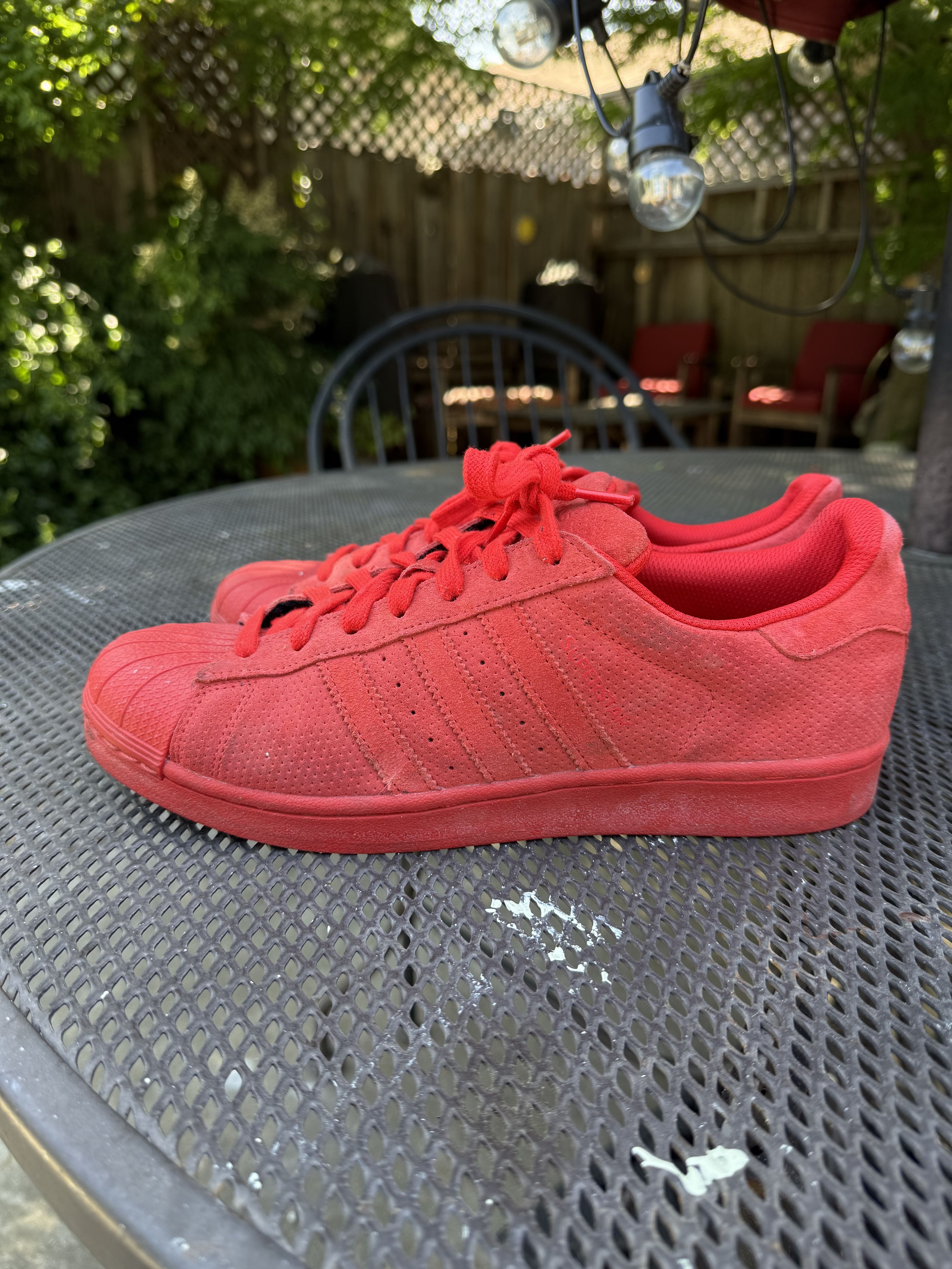 Adidas Adidas Triple Red Suede Superstar Size US 9.5 / EU 42-43 - 2 Thumbnail