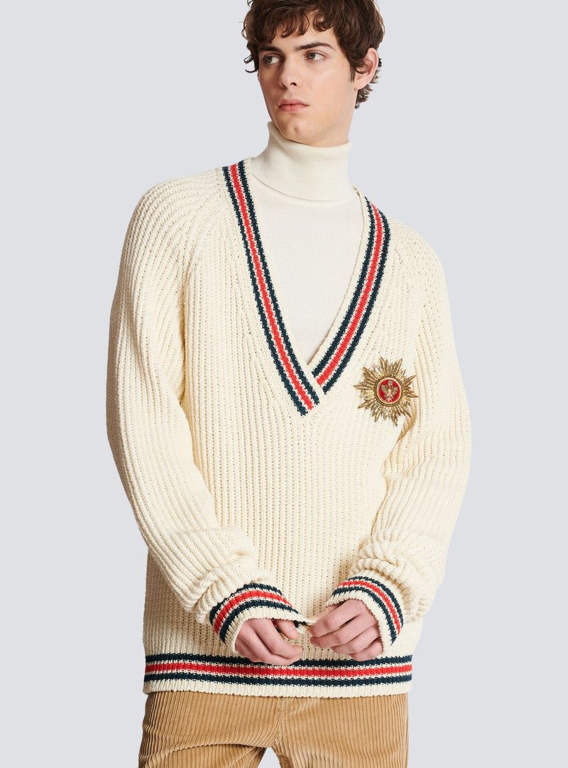 Balmain o1y0426 V-Neck Sweater in Multicolor Size US S / EU 44-46 / 1 - 3 Thumbnail