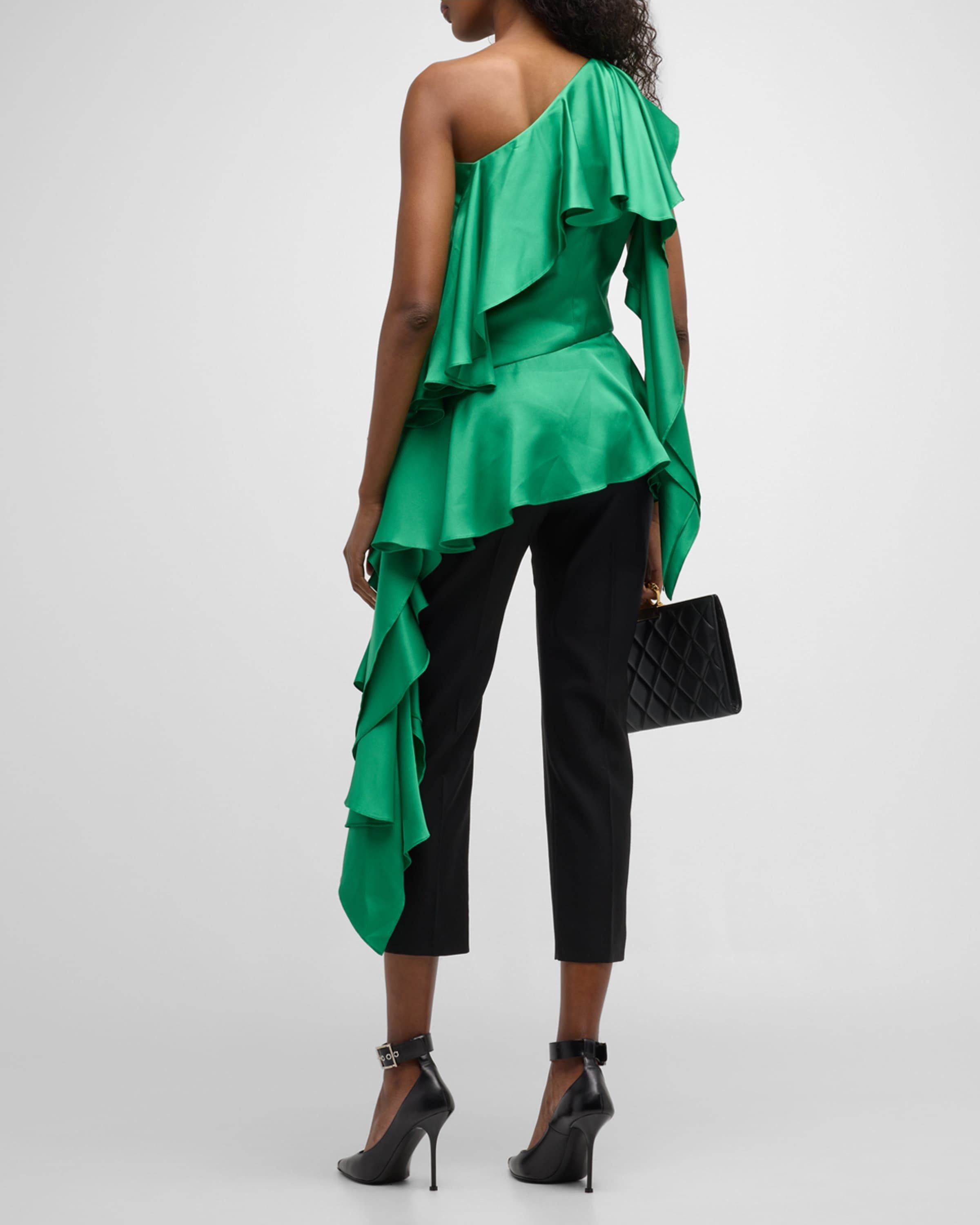 Alexander McQueen o1y0325 One-Shoulder Top in Green Size S / US 4 / IT 40 - 3 Thumbnail