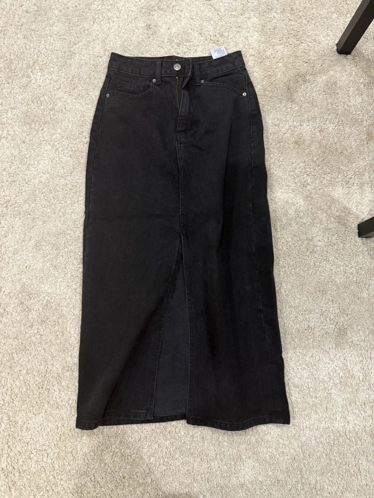 MUSINSA Musinsa Standard Denim Midi Skirt Washed Black sz XS Size 24" / US 00 / IT 34 - 5 Thumbnail