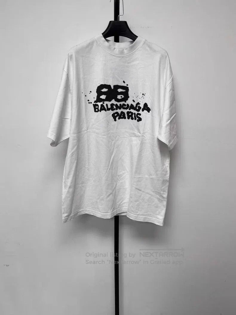 Balenciaga Letter Printed Round Neck Short Sleeve T-Shirt