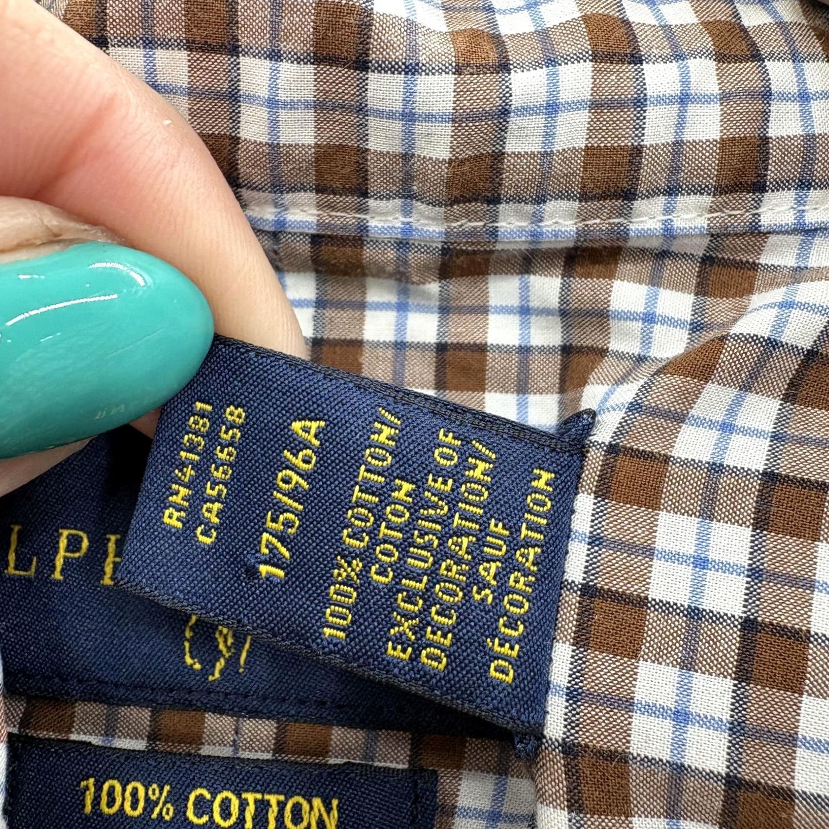 Ralph Lauren Ralph Lauren Shirt Mens Medium Brown Check Long Sleeve Button Down Stretch Pony Size US M / EU 48-50 / 2 - 5 Thumbnail