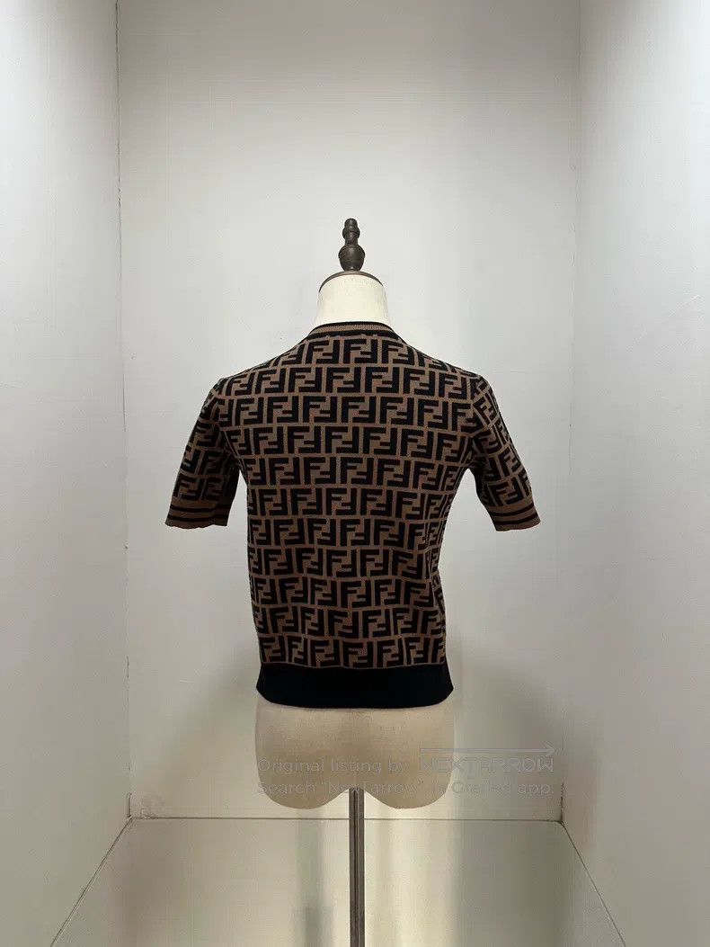 Fendi Fendi Double F Monogram Full Print Knit Short Sleeve Shirt Size XS / US 0-2 / IT 36-38 - 2 Thumbnail