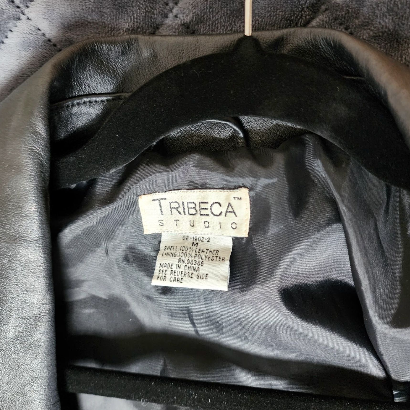Vintage Tribeca Studio Womens Jacket Zip Front Leather Black Lined Pockets Size Medium Mid-Length Regular Button Pockets Leather Jacket Style Zip Front Metal? Size M / US 6-8 / IT 42-44 - 2 Thumbnail