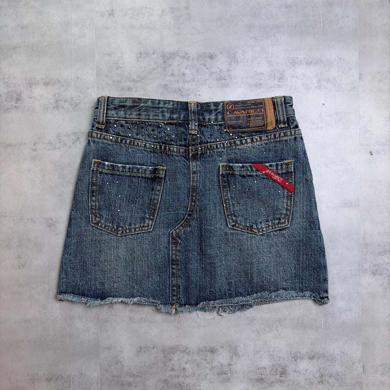 Other Y2K Cavaric Grunge Embellished Mini Denim Skirt Size 30" / US 8 / IT 44 - 1 Thumbnail