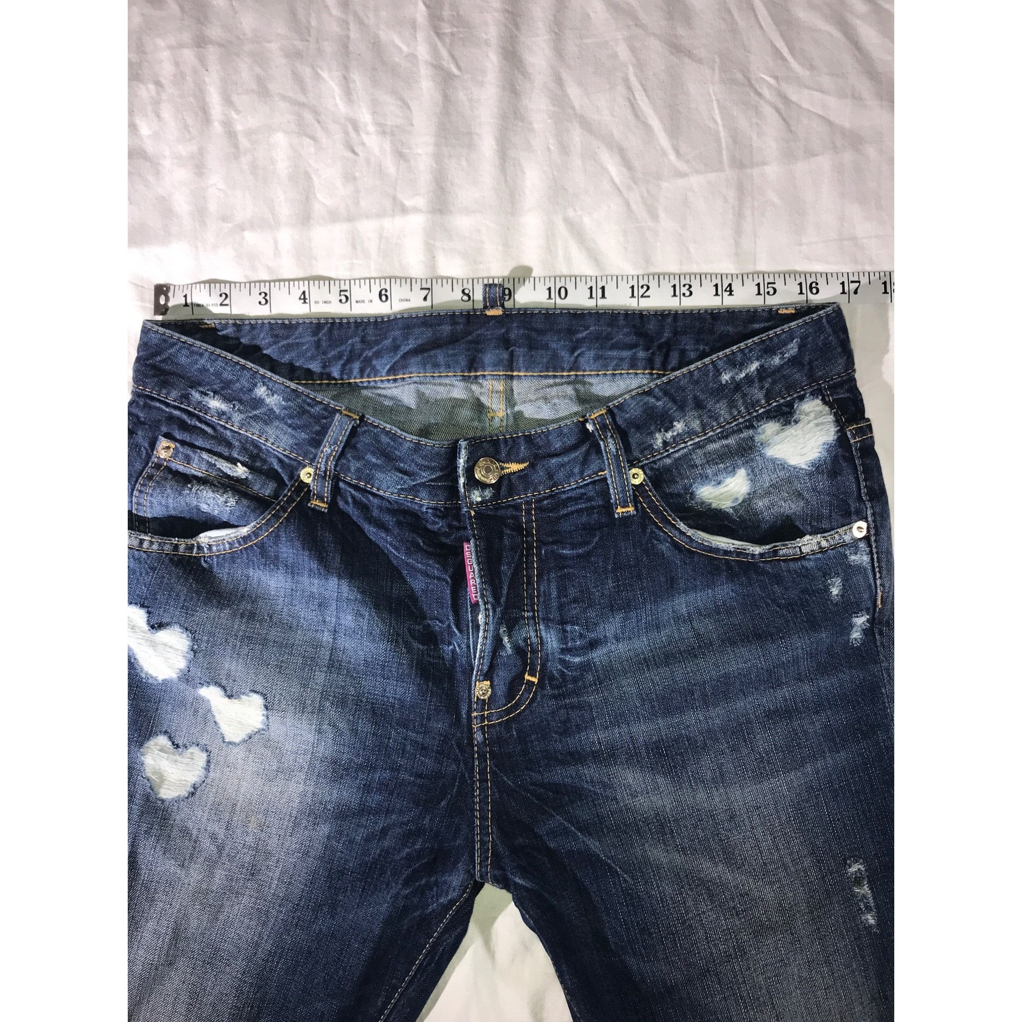 Dsquared2 Dsquared2 Women's Blue Distressed Heart-Patterned Boho Jeans Size 36" / US 14 / IT 50 - 5 Thumbnail