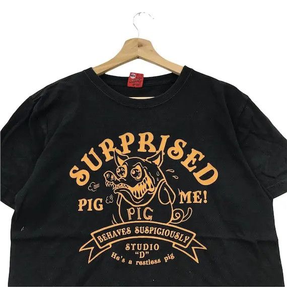 Studio D'Artisan Vtg 90’ STUDIO D’ARTISAN JAPAN Surprised Pig Tee Shirt Size US M / EU 48-50 / 2 - 3 Thumbnail