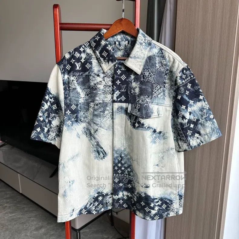 Louis Vuitton Louis Vuitton Denim printed cashew flower short sleeve shi Size US L / EU 52-54 / 3 - 1 Thumbnail