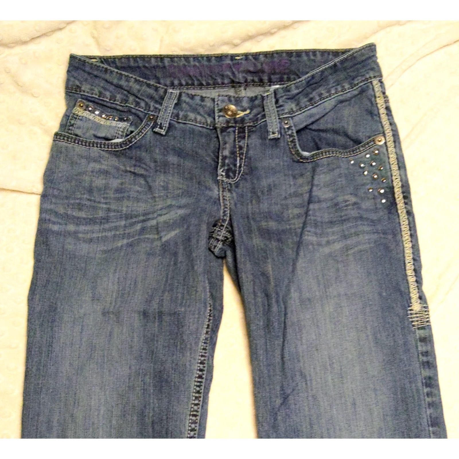 Vintage Cruel Blake Rocky Mountain Clothing Co Women's Jeans Bootcut 30 Blue Denim 5-Pocket Slim Regular Stretch Embroidered Logo Distressed T Size 30" / US 8 / IT 44 - 4 Thumbnail