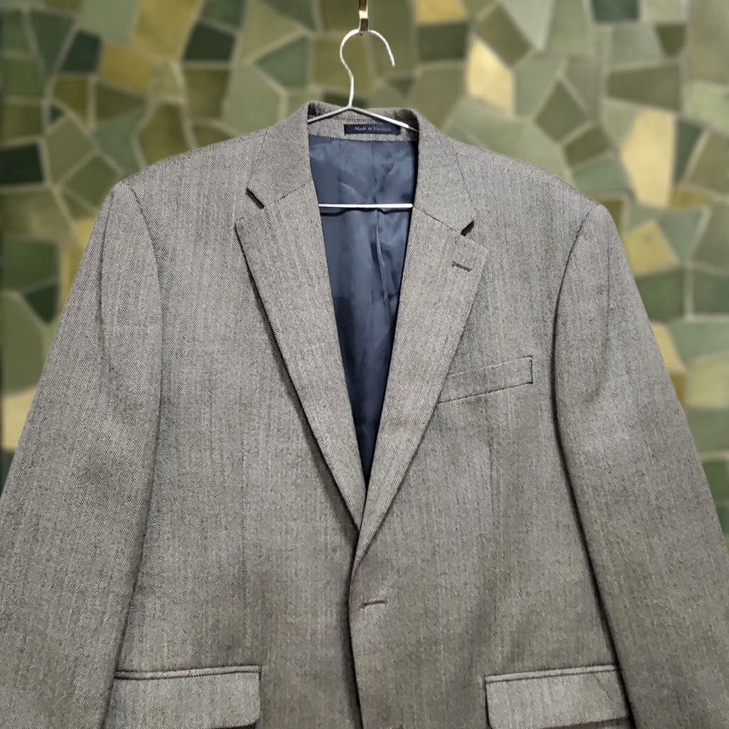 Chaps Chaps Blazer Jacket Men's 42R Tan Black Herringbone 100% Wool Single Breasted Size 42R - 1 Thumbnail