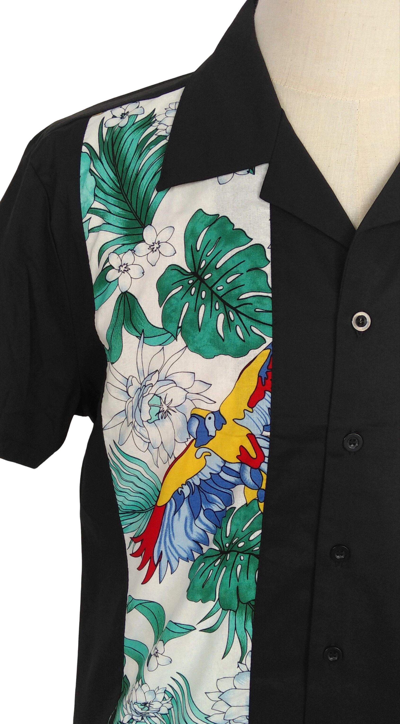 Other Pocket Black Men Shirts Contrast Birds Pattern Size US XXL / EU 58 / 5 - 6 Thumbnail