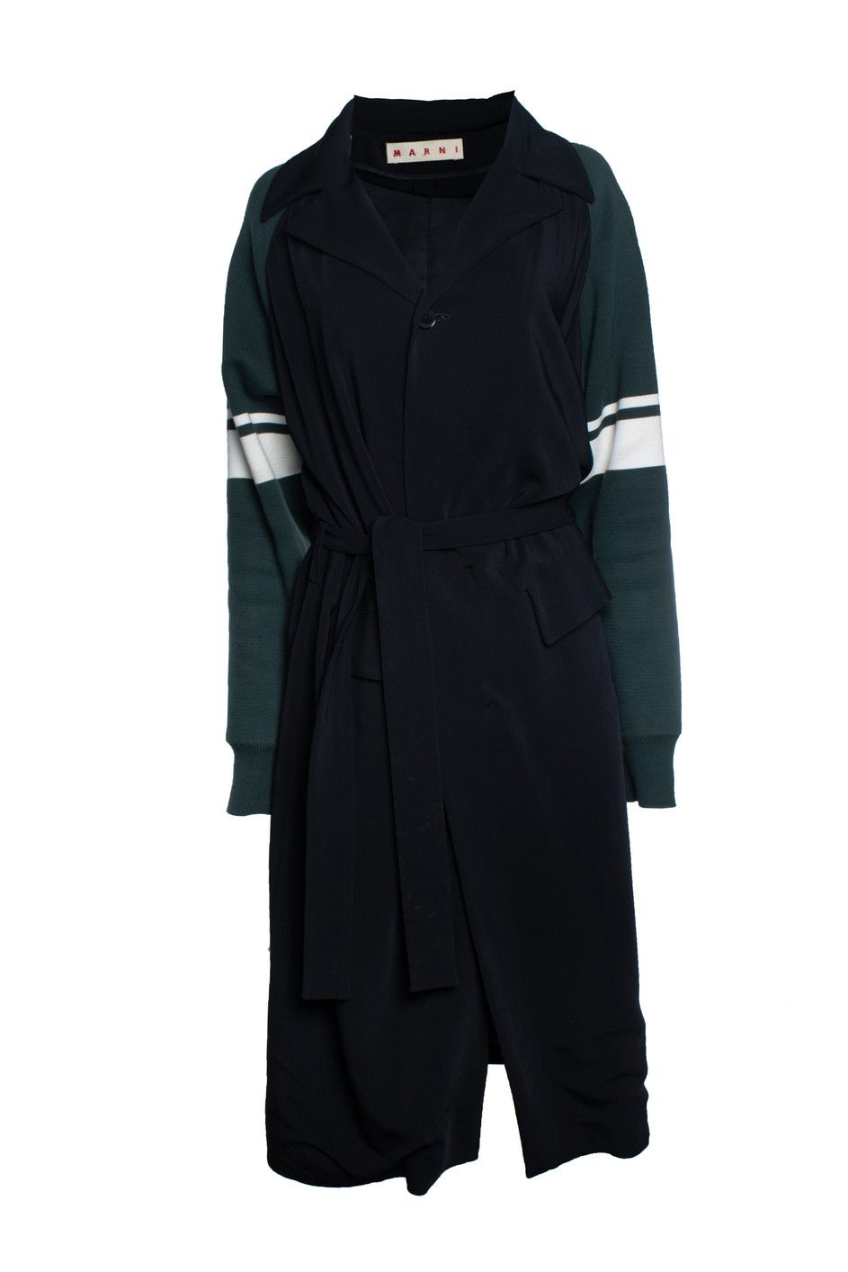 Marni Marni, Black coat with green sleeves Size M / US 6-8 / IT 42-44 - 1 Thumbnail