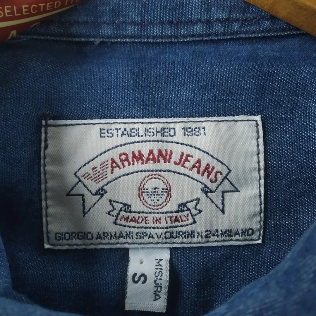 Vintage Armani Jeans Denim Chambray Shirt Made in Italy