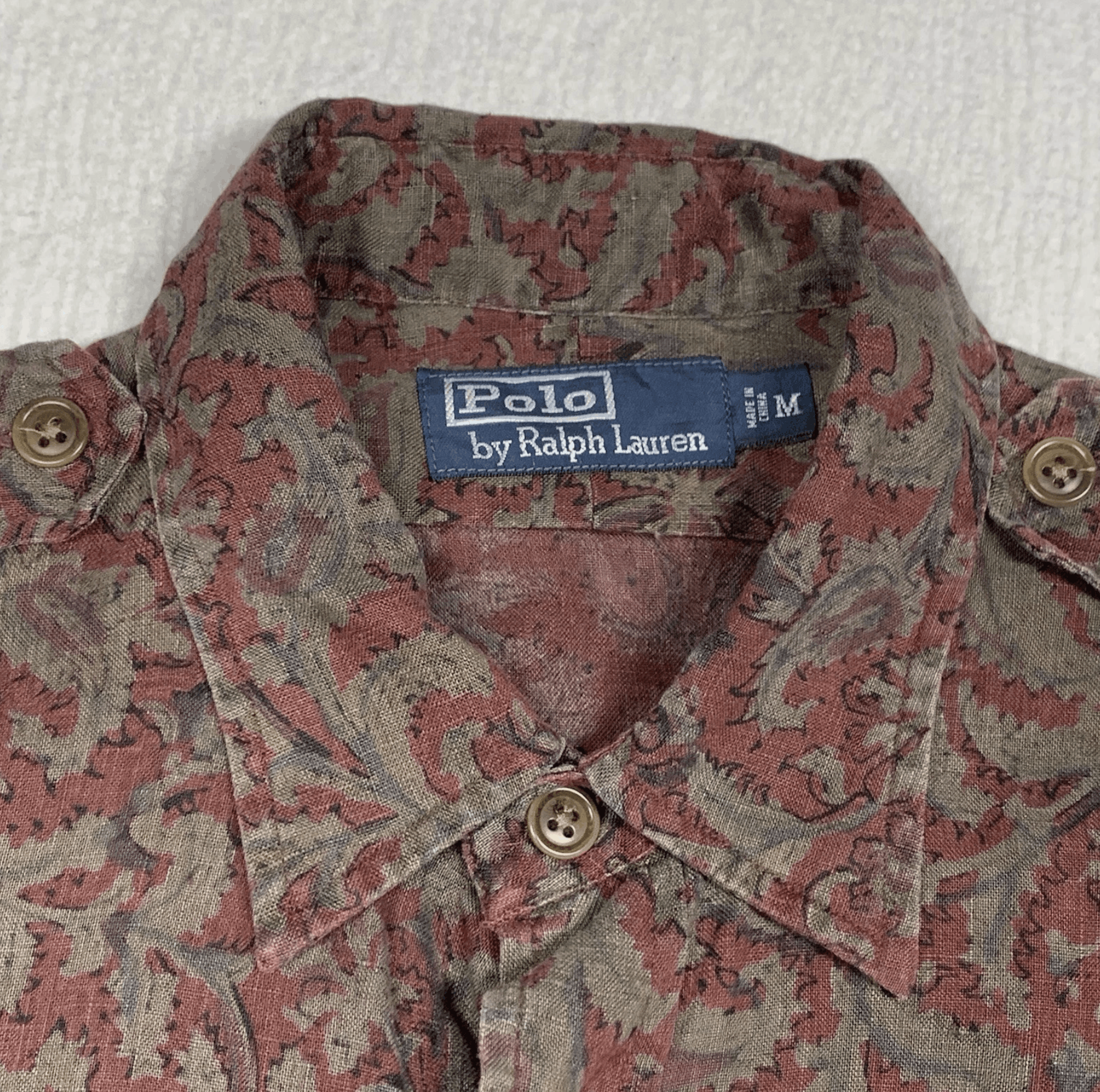 Polo Ralph Lauren VTG Polo Ralph Lauren Paisley Shirt Linen Epaulettes Medium Size US M / EU 48-50 / 2 - 5 Thumbnail