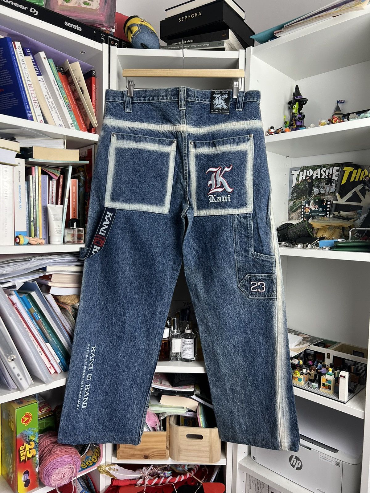 image of Y2K Karl Kani Baggy Carpenter Denim Pants 35X32 90's in Blue, Men's