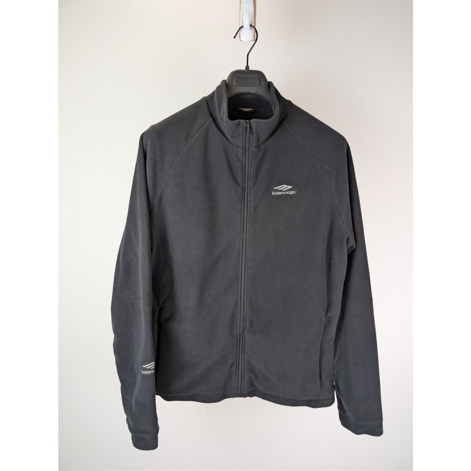 Balenciaga o1rshd1 Reflective Sporticon Fleece Zip-Up Jacket in Black Size US XL / EU 56 / 4 - 9 Thumbnail