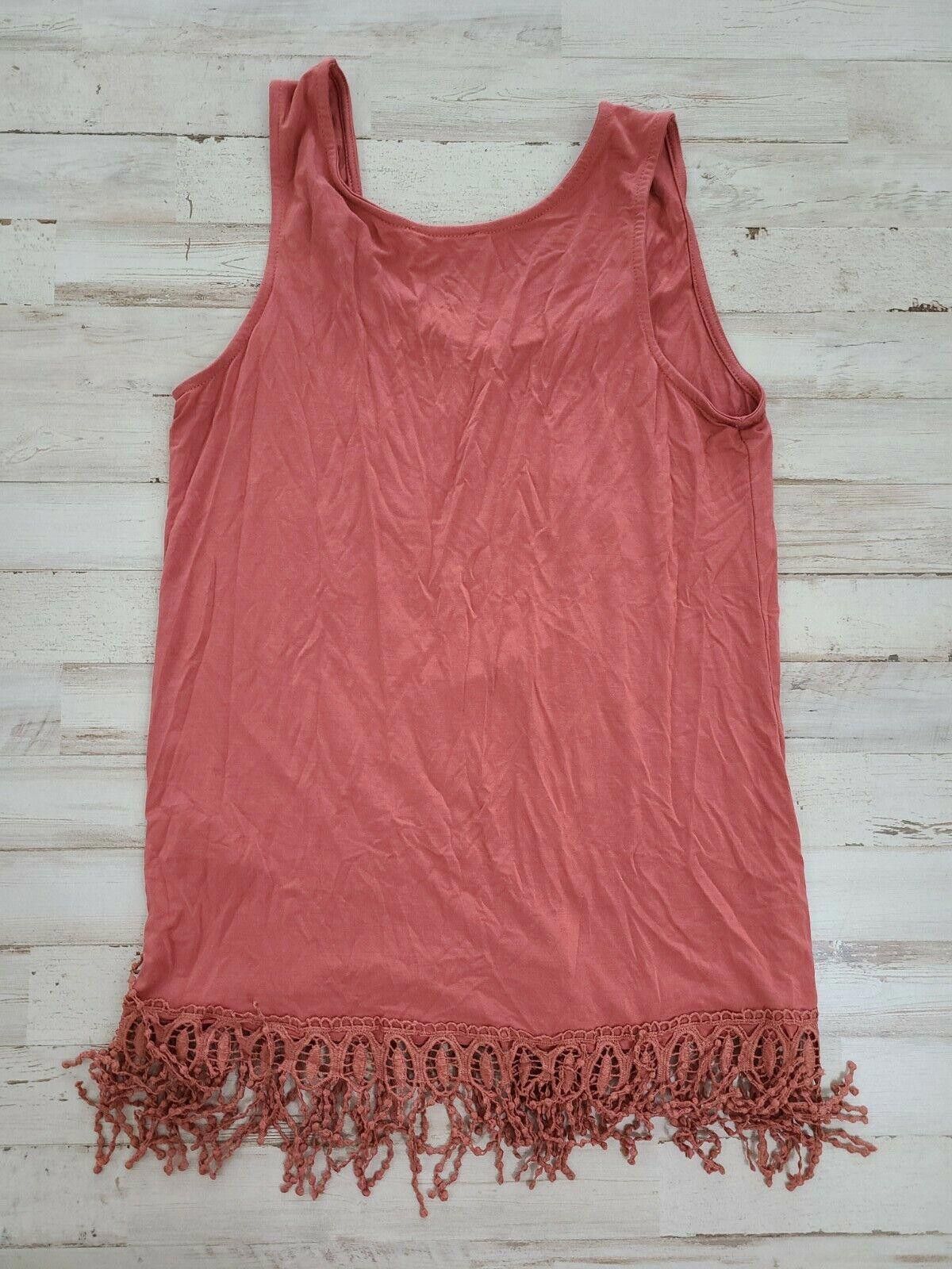 Designer Diosa Tank Top Small Pink Fringe Boho Hippie stretch Size S / US 4 / IT 40 - 3 Thumbnail