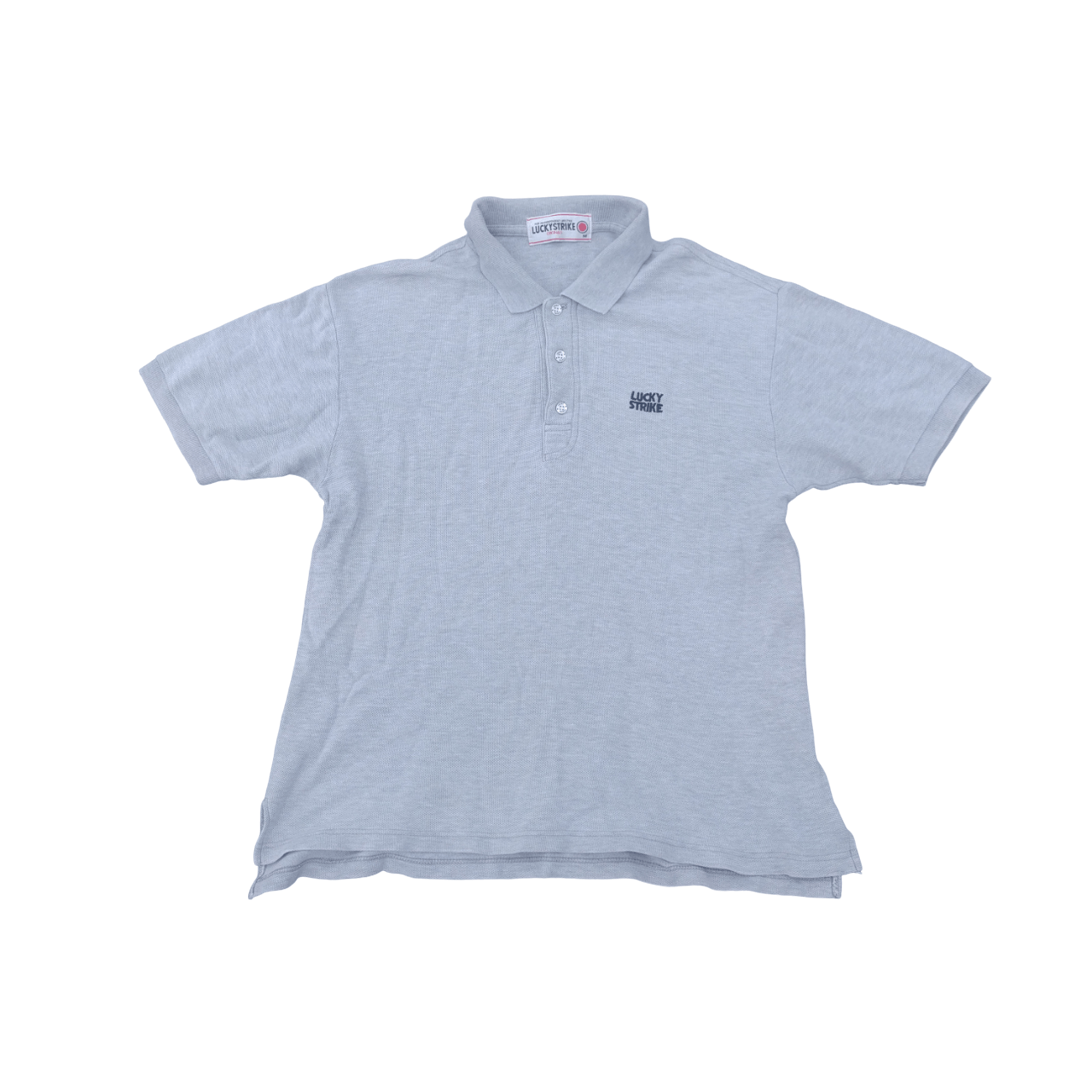 image of Racing x Vintage Lucky Strike Cigarette Polo Shirt in Grey, Men's (Size Medium)