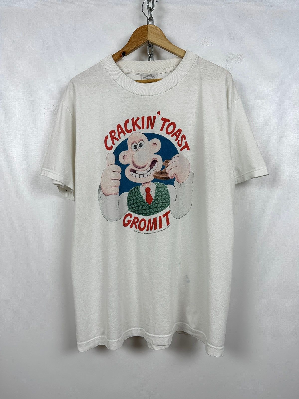 Cartoon Network 1989 Vintage Wallace & Gromit Crackin Toast T-Shirt Size US XL / EU 56 / 4 - 1 Thumbnail