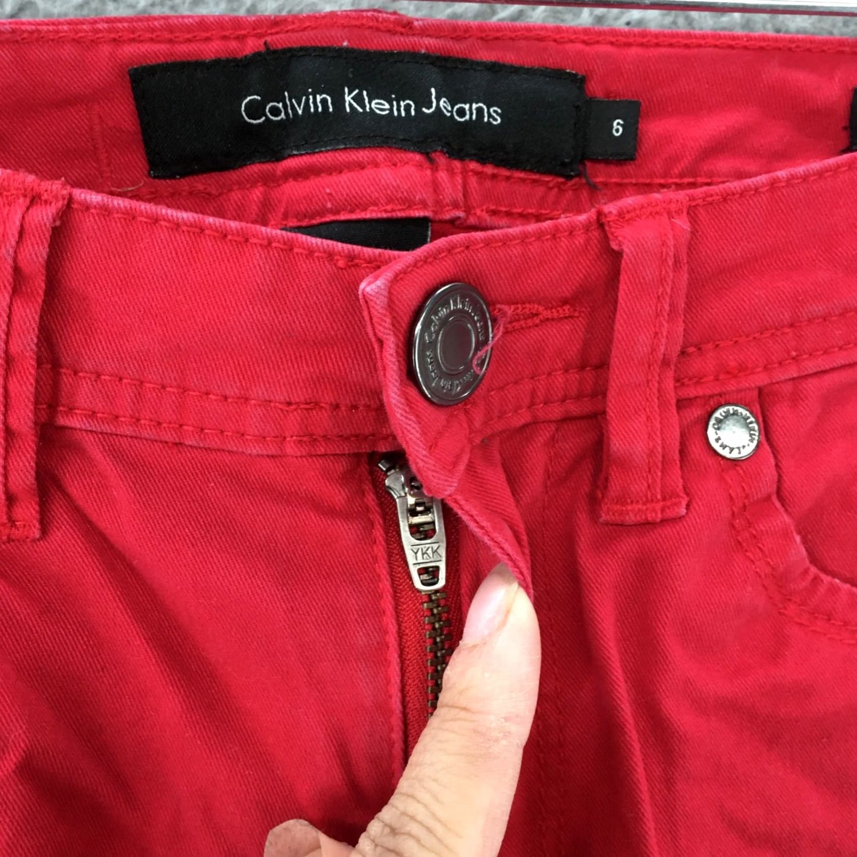 Calvin Klein Calvin Klein Skinny Crop Pants Womens 6 Red Mid Rise 5 Pockets Flat Front Casual Size 28" / US 6 / IT 42 - 4 Thumbnail