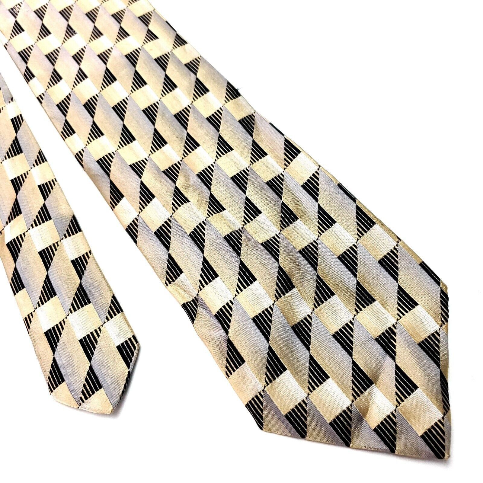 Vintage Pavone Silk Tie Woven Yellow Brown Italy Size ONE SIZE - 1 Thumbnail