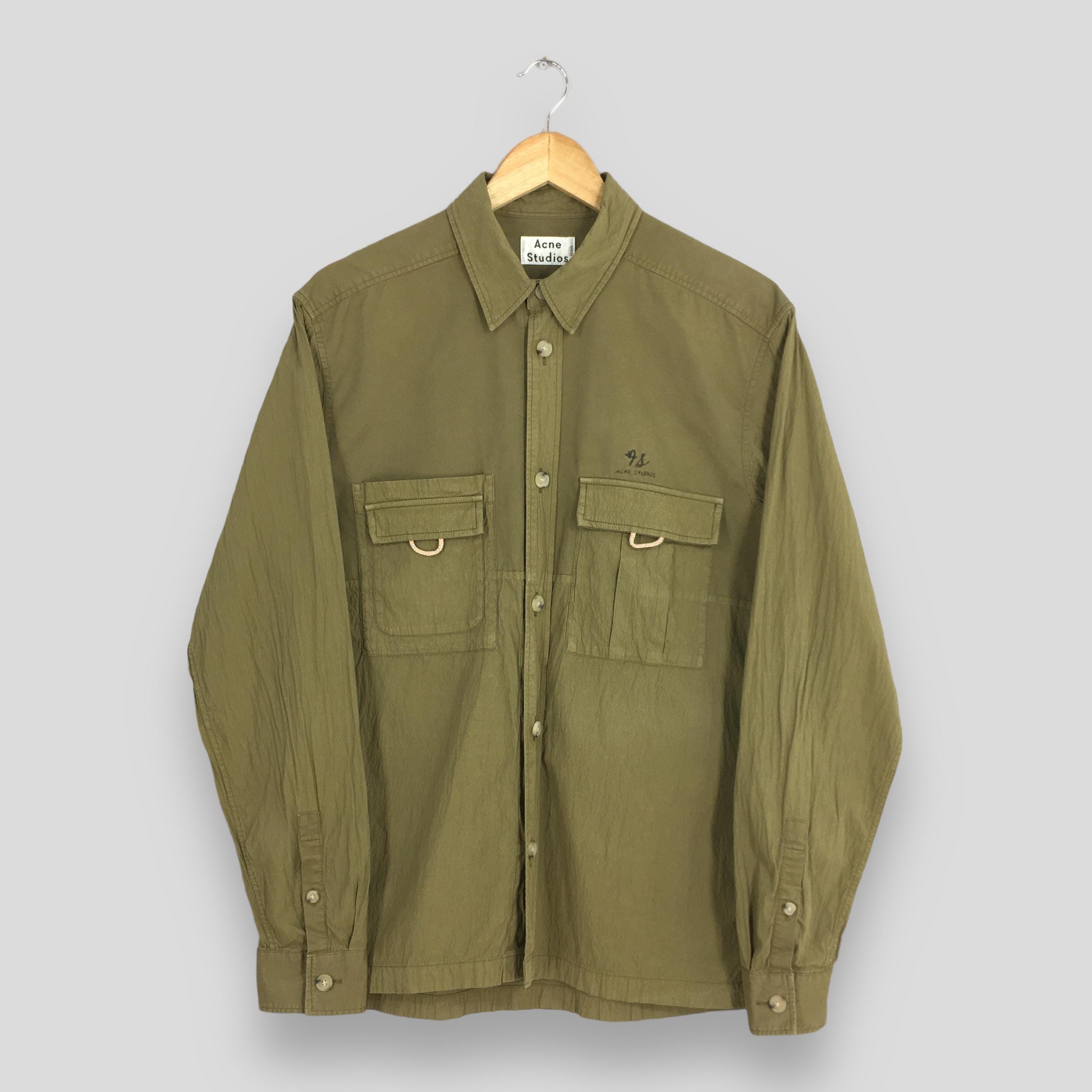 Acne Studios × Flannel Acne Studios Olive Green Pleated Shirt Medium Size US M / EU 48-50 / 2 - 1 Thumbnail