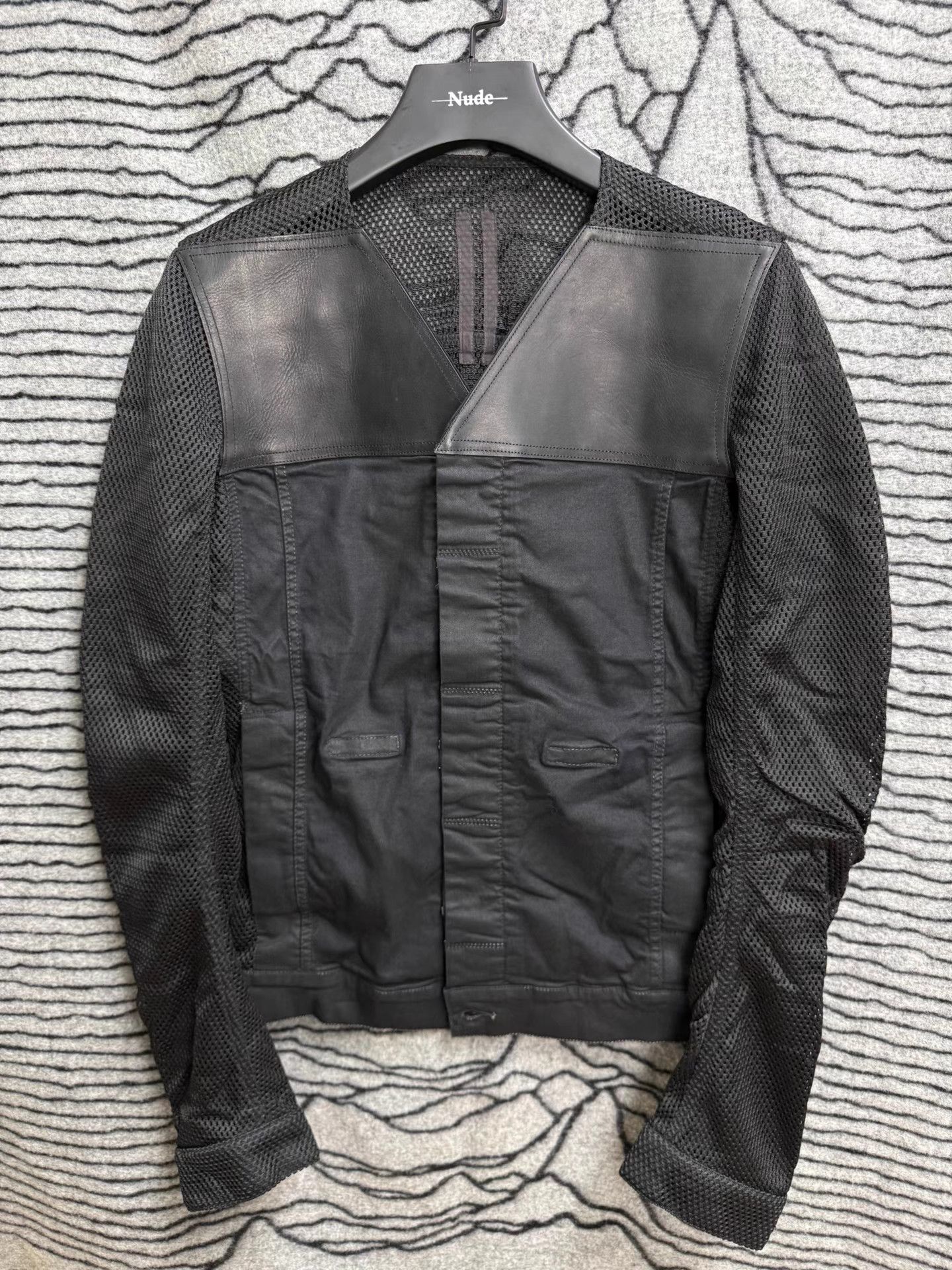 Rick Owens Rick Owens Mesh & Leather Panel Jacket K20 Size US M / EU 48-50 / 2 - 1 Thumbnail