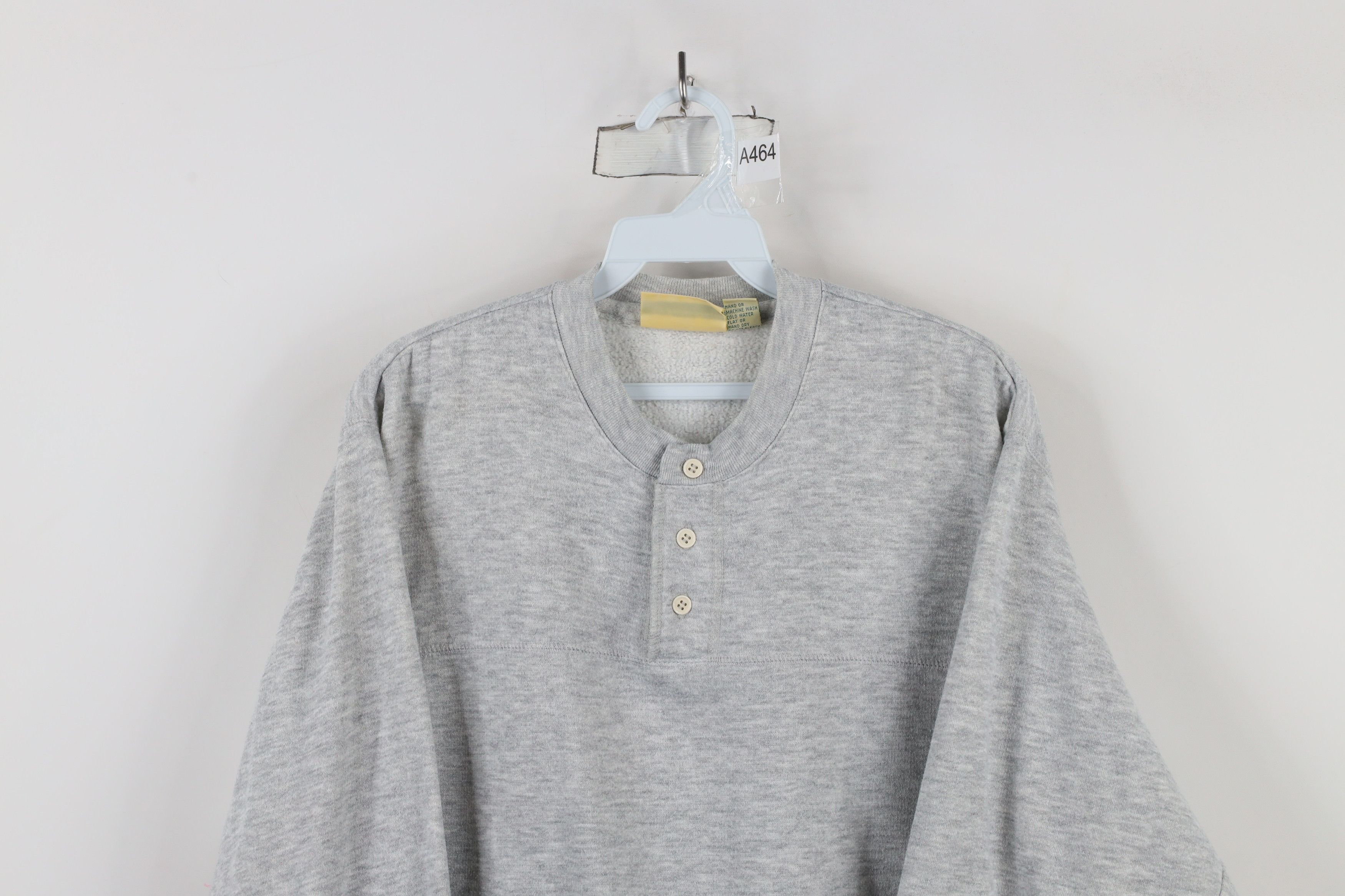 Vintage Vintage 90s Streetwear Henley Sweatshirt Heather Gray Size US M / EU 48-50 / 2 - 2 Thumbnail