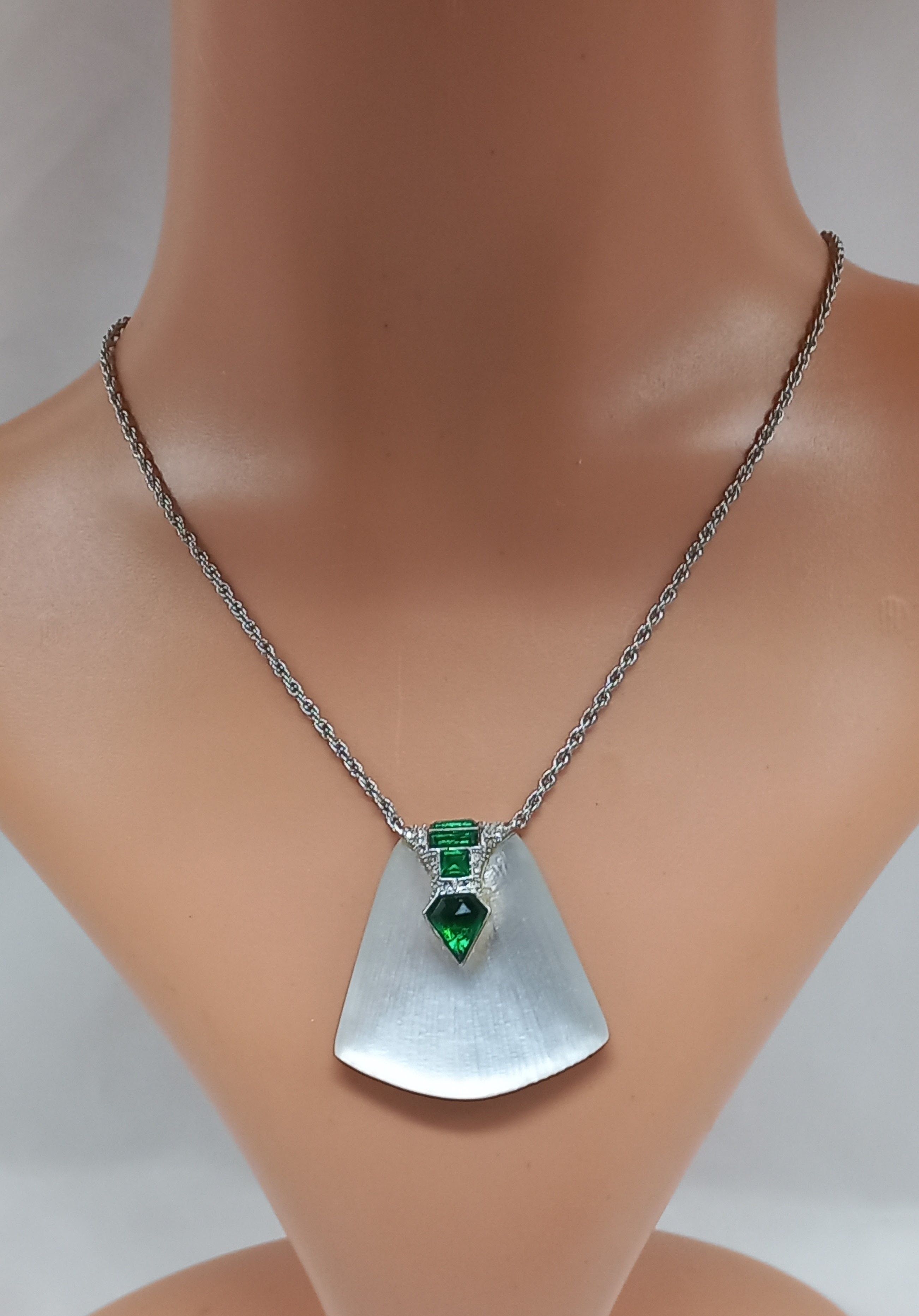 Alexis Bittar Alexis BITTAR Pendant Necklace Lucite with Green Crystals Size ONE SIZE - 3 Thumbnail