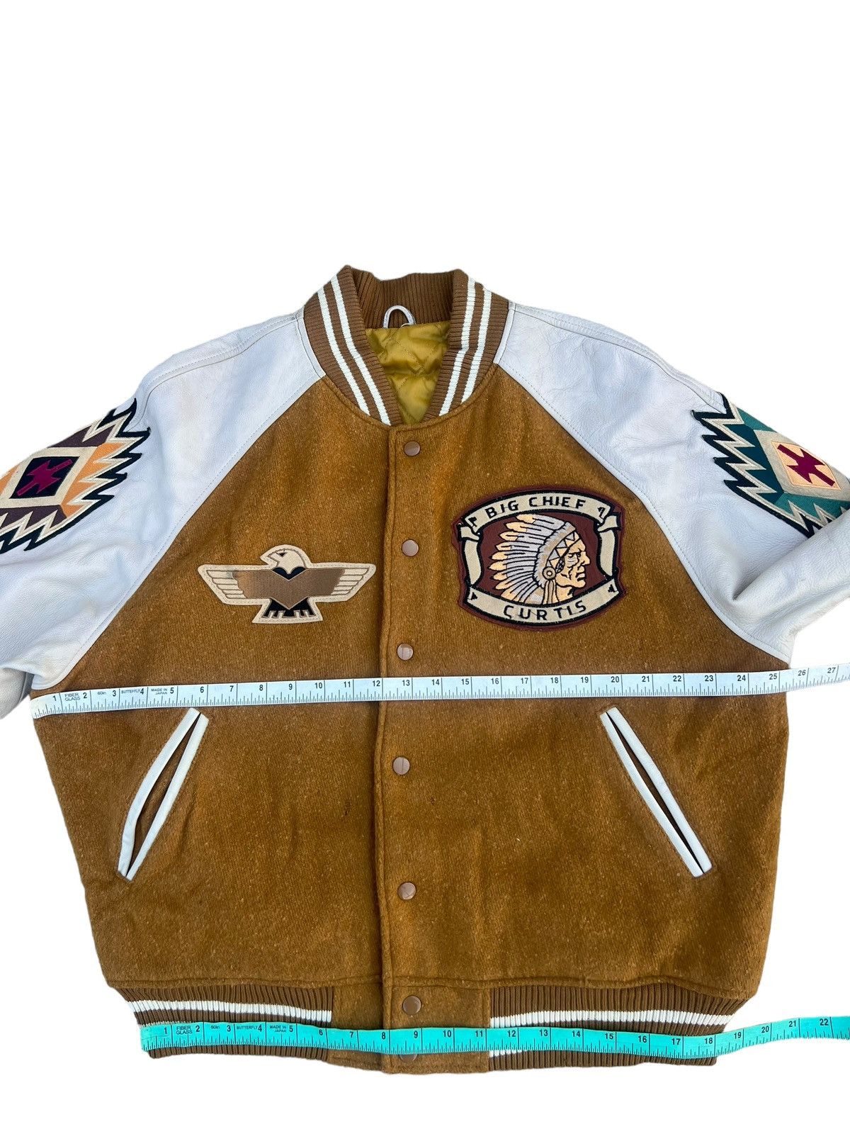Japanese Brand × Vintage Vintage 90s GUMU Propound Japan Indian Head Varsity Jacket Size US L / EU 52-54 / 3 - 3 Thumbnail