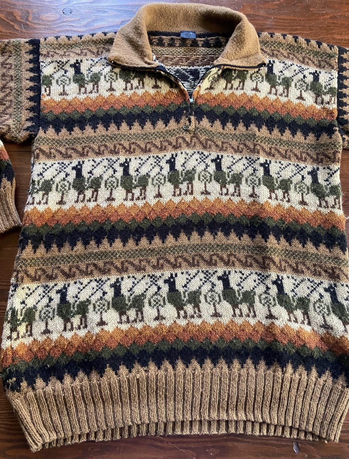 Vintage Vintage 80’s Artesania Los Andes Alpaca Wool 1/4 Zip Sweater Size US XL / EU 56 / 4 - 3 Thumbnail