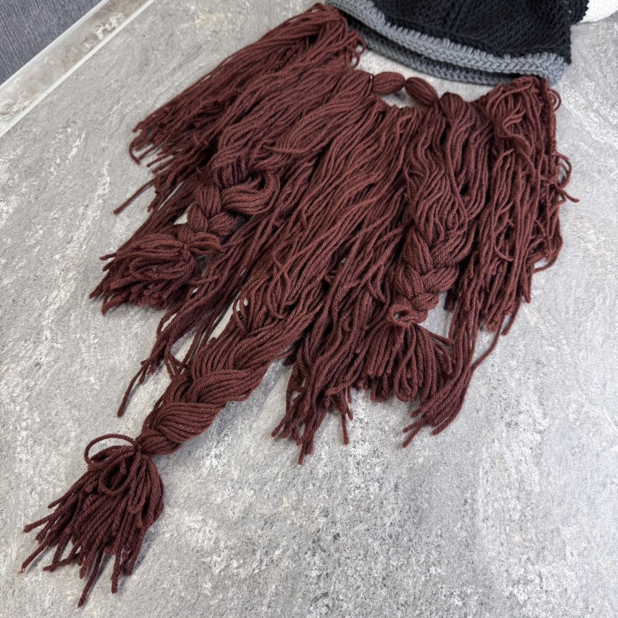 Handmade Beard Knitted Hat with Horns Beard Hat avant garde y2k cap Size ONE SIZE - 2 Thumbnail