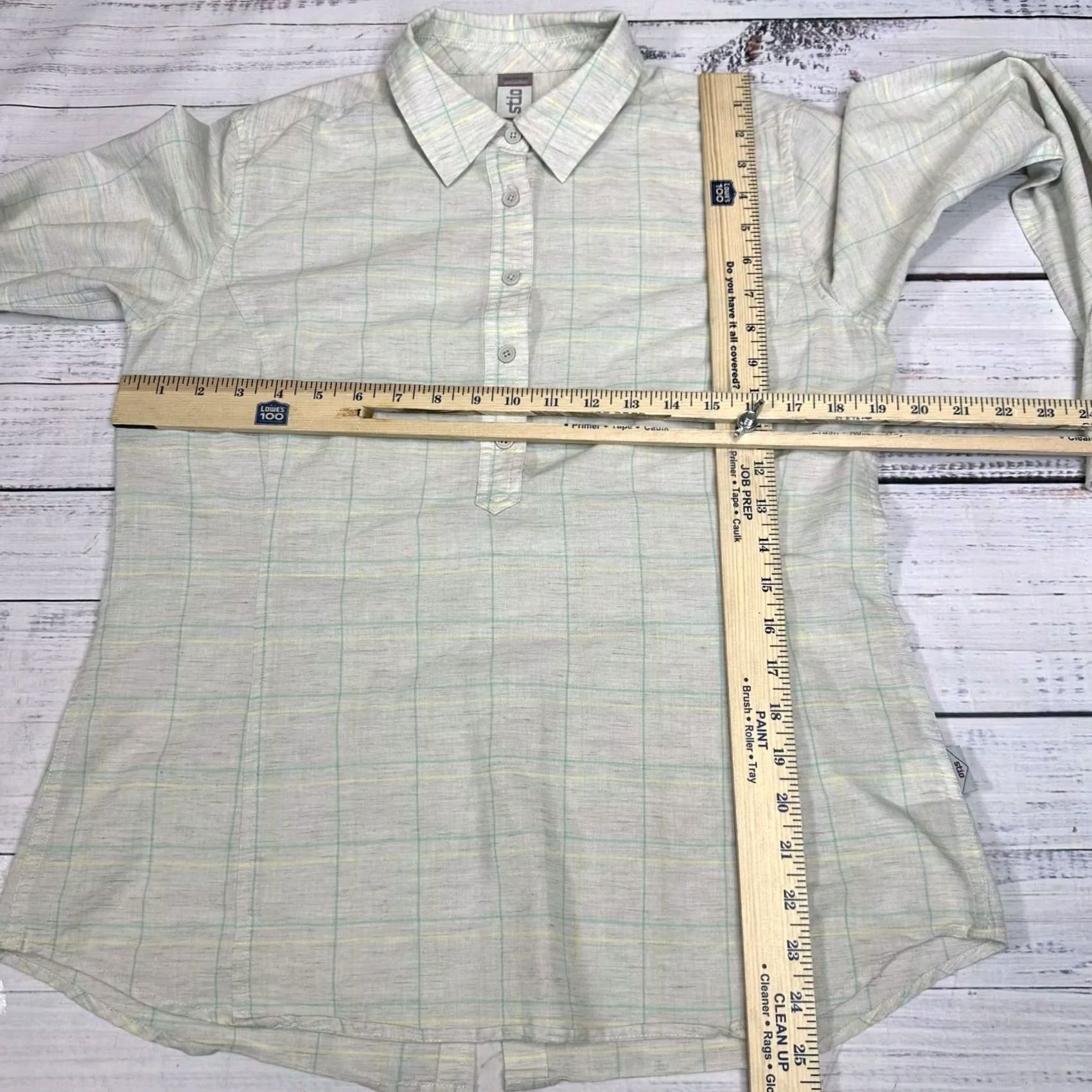 Vintage Stio Shirt Beige Green Plaid Long Sleeve 1/2 Buttons Casual Women's M Size M / US 6-8 / IT 42-44 - 2 Thumbnail