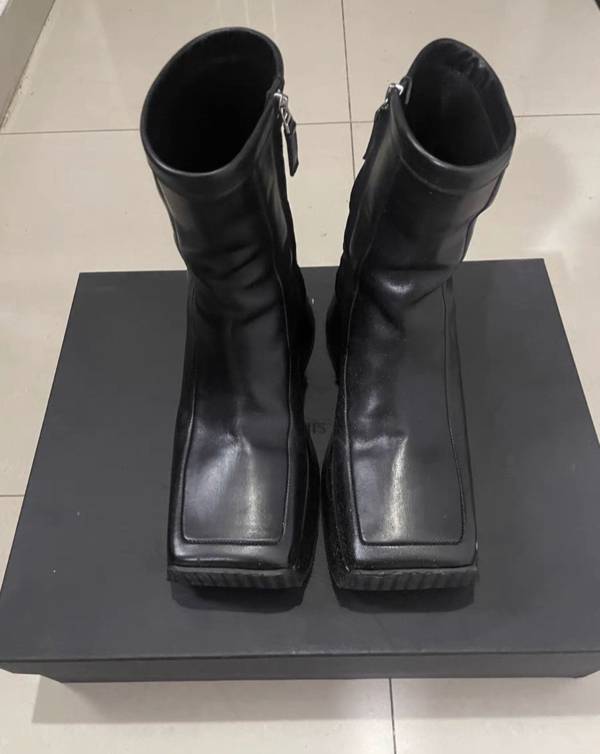 Raf Simons Raf Simons 22FW Square Toe Wedge Leather Ankle Boots Size US 9.5 / EU 42-43 - 1 Thumbnail